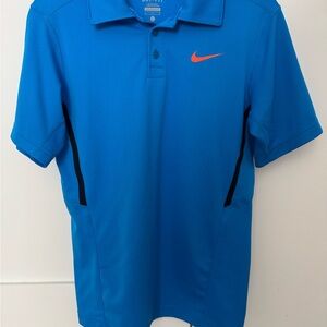 Nike Polo Shirt Blue and Orange Performance Fabric